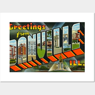 Greetings from Danville, Illinois - Vintage Large Letter Postcard Posters and Art